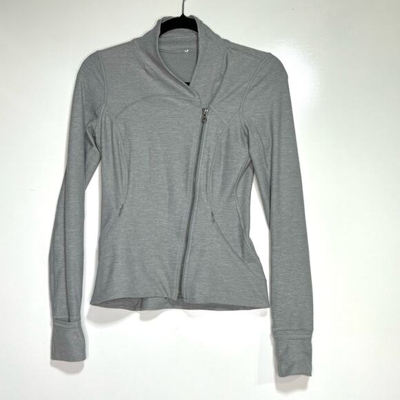 Lululemon Precision Jacket Heathered Battleship Gray Asymmetrical Full Zipper 4 - Picture 3 of 11